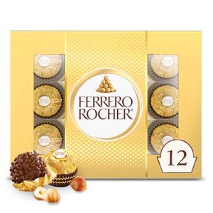 Ferrero Rocher Fine Hazelnut Milk Chocolate, 12 Count, Pack of 6 Individually Wrapped Chocolate Candy Gift Boxes, 5.3 oz (BB: September 11, 2025)