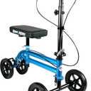 KneeRover Economy Knee Scooter Steerable Knee Walker for Adults for Foot Surgery, Broken Ankle, Foot Injuries - Foldable Knee Rover Scooter for Broken Foot Injured Leg Crutch with Dual Brakes (Blue) (1 Count (Pack of 1), Black and Blue)