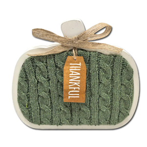 HH 6.6in Table Decor Pumpkin Sweatr Green