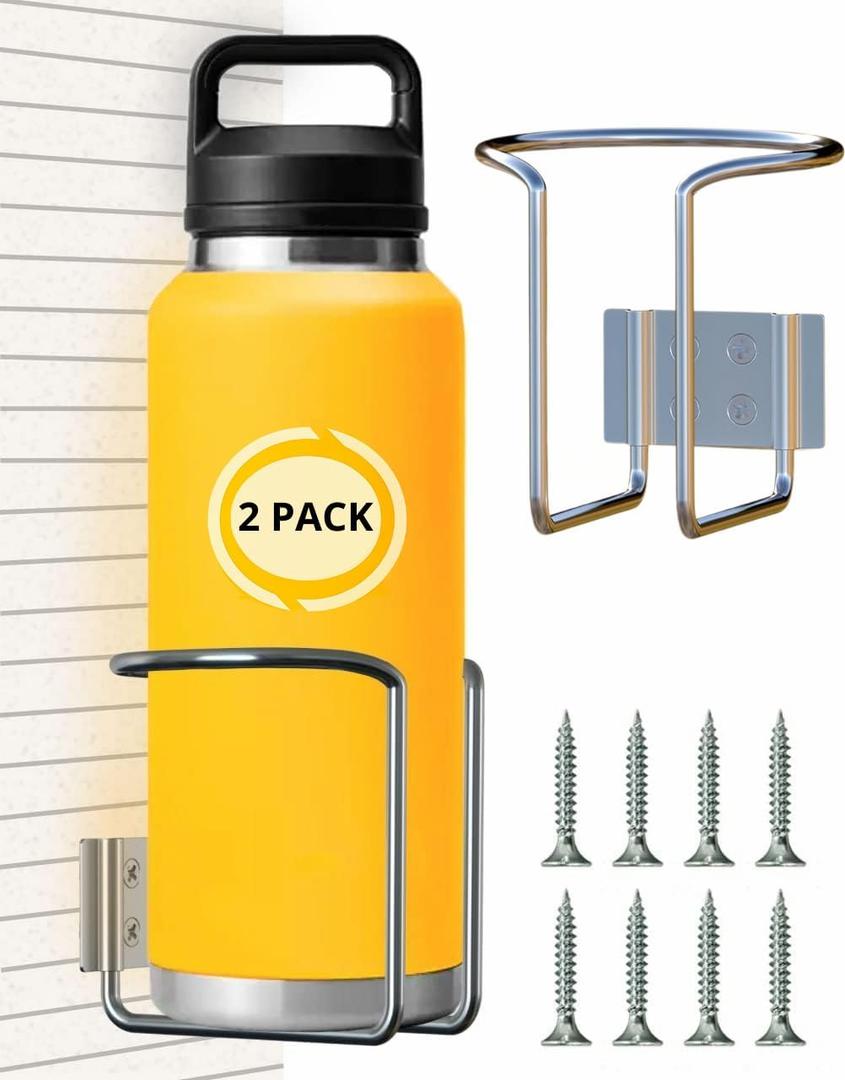 Skywin Large Cup, Water Bottle & Tumbler Holder Organizer (Screw Mount)- 2 Pack  Heavy-Duty Stainless Steel Drink Holder for Boats, Trucks, Cars, RVs & Yachts, Fits Large Tumblers, Bottles & Cans