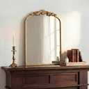 PERFNIQUE Vintage Mirror, 30" X 19" Arched Antique Baroque Mirror, Gold Traditional Wall Decor, Ornate Decor Anthro Look Alike Decor for Bathroom Living Room Fireplace Entryway Mantle Hallway