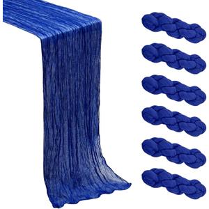 6Pack Royal Blue Cheesecloth Table Runner Boho Gauze Cheese Cloth Table Runners Sheer Royal Blue Table Runners for Wedding Party Baby Shower Birthday Home Decor