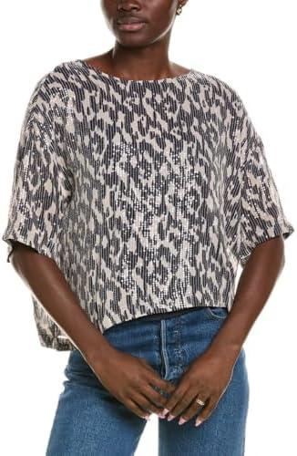 Velvet by Graham & Spencer Women's Short Sleeve Sequin Blouse, Size Small