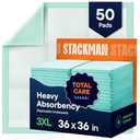 Chucks Pads Disposable 36 x 36 Underpads [50-Pack] Incontinence Chux Pads Absorbent Fluff Protective Bed Pads - Extra Large Pee Pads for Kids, Adults & Elderly | Leak Proof Puppy Pads, 36x36