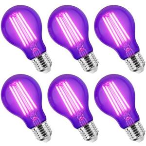 KEJIYILT 6 Pack E26 A19 Filament LED Black Light Bulbs, 9W Blacklight Bulb, 100W Equivalent, Black Light Bulb Glow in Dark Party Fluorescent Posters Decor Display