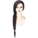 Miss U Hair Long Dark Brown Braided Wig for Women Witch Costume Wig with Side Part and Braid for Halloween Cosplay