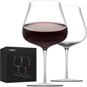 JYB&XY Large ultra-thin glasses set of 2,32oz Hand Blown Premium slim-profile extra-fine crystal glass Long Stem for men or women Wedding, Anniversary, Christmas Gift Box Give away gifts