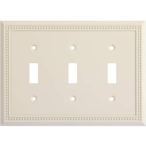 Henne Bery Sunken Pearls Heavy Duty Decorative Wall Plate Switch Plate Outlet Cover, Durable Solid Zinc Alloy (Triple Toggle, Light Almond)
