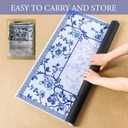 Chinoiserie Mahjong Mat with 1 Carrying Bag 31.5" x 31.5" Blue and White Rubber Anti Slip and Noise Reduction Multi Purpose Game Table Cover for Card, Board Tile Games