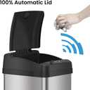 iTouchless 13 Gallon Pet-Proof Sensor Trash Can with AbsorbX Odor Filter Kitchen Garbage Bin Prevents Dogs & Cats Opening Lid, Stainless Steel plus PetGuard, Battery and AC Adapter (Not Included)