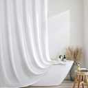 OVZME White Long Shower Curtain 84 Inch Length, Farmhouse Textured Crinkled Soft Boho Style Bathroom Shower Curtain, Premium Fabric Machine Washable Cute Bath Decor, 72Wx84L Inches
