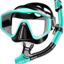 Snorkel Mask Adult,Dry Snorkel Set,Snorkeling Gear for Adults,Panoramic Wide View Swim Mask,Snorkel for Lap Swimming Snorkeling Diving Swimming Travel (Green)