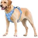 PoyPet No Pull Dog Harness, No Choke Reflective Dog Vest, Adjustable Pet Harnesses with Easy Control Padded Handle for Small Medium Large Dogs(Light Blue Matching Trim,S)