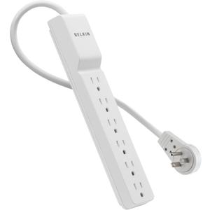 Belkin 6-Outlet SlimLine Power Strip Surge Protector, 6ft Cord and Rotating Plug, 700 Joules, White