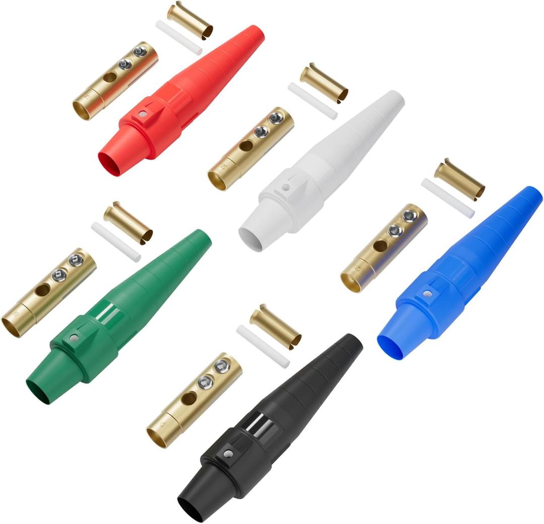 (5PCS Female) CLS40 400A Cam Lock Power ConnectorCamlock Wire Set with 5 Female for Power Distro Cord, 2/0-4/0 Cam-Lock Cable, 600V Camlocks Connectors for Stage Entertainment/Industrial, 5 Colors