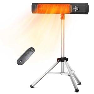 Outdoor Patio Heater w/Remote, Infrared Electric Heater with Tripod, 68''Adjustable Height,Child Lock&9H Timer, Tip-Over&Overheat Protection, 1500W,IP65 Waterproof, Super Quiet For Outdoor/Indoor Use