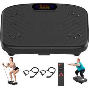 Vibration Plate Exercise Machine, Vibration Plate Platform for Lymphatic Drainage, 200 Adjustable Speeds Power Shaping Vibrating Plate Helps Weight Loss, Shaping, Max Weight 450 Lbs (Black)