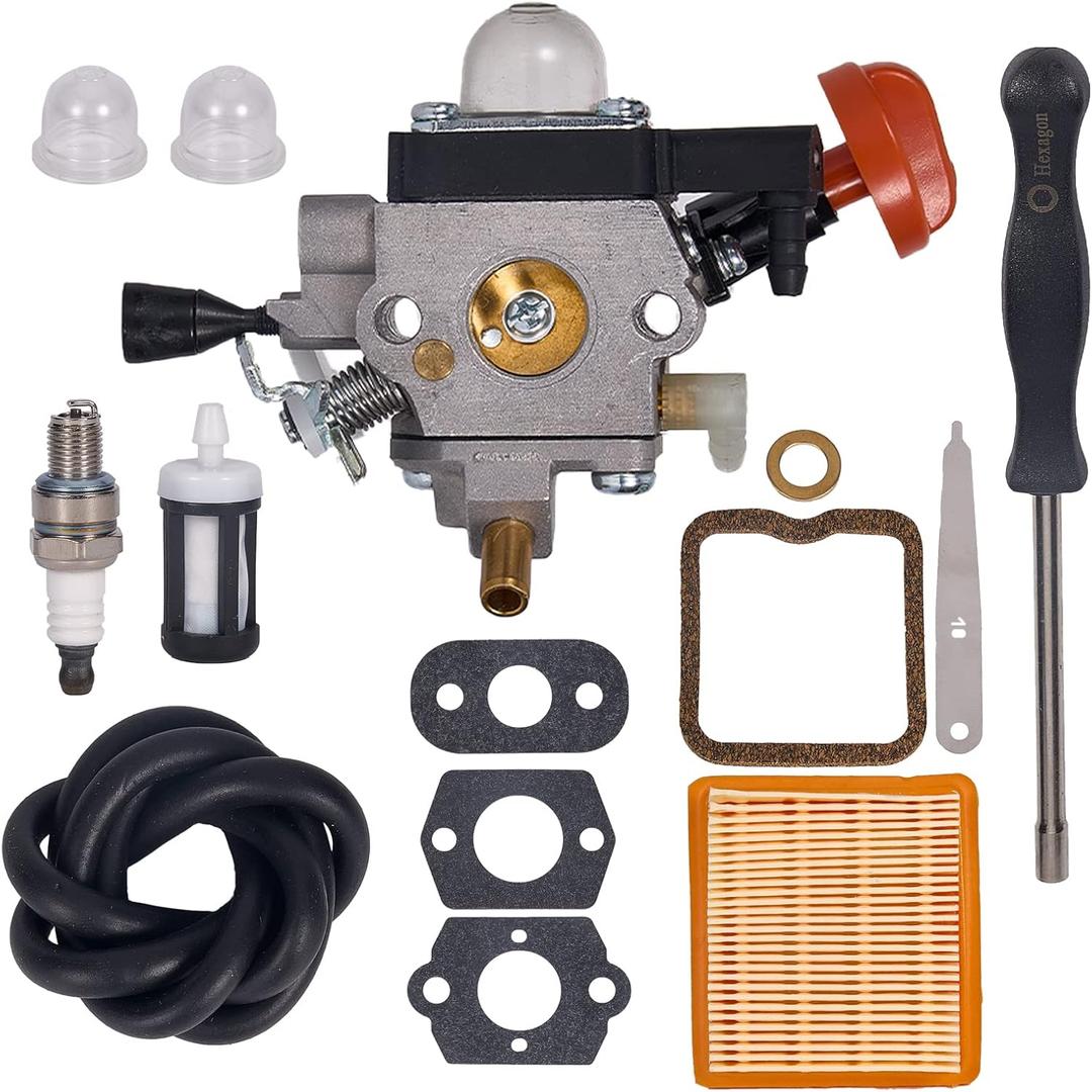 4180-120-0617 FS131 Carburetor for Stihl FS131 FS131R HT131 HT133 KM131 KM131R FS311 4180/17 Brushcutter Trimmer - with Adjusting Tool Air Filter & 4180-007-1005 Valve Clearance Setting Kit
