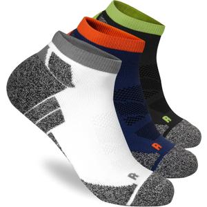 Wildarms Mens Compression Running Ankle Socks Low Cut Anti-Blister Moisture Wicking Cushioned Athletic Socks for Men 3 Pairs (8-10, Black+ Gray+ Dark Blue)