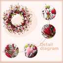idyllic 22 Inch Valentine Green Leaf Heart-Shaped Berry Wreath, Pink Red Heart Berry Decor for Front Door Mantel Table Window Wall Wedding Porch Indoor Dinner Gift