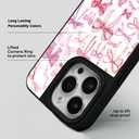 Case for iPhone 16 Pro, Trendy Aesthetic Pink Ribbon Bow Pattern Print, Glossy Hard PC Back Soft TPU Bumper, Slim Shockproof Anti-Scratch Cover for Teen Girls Women
