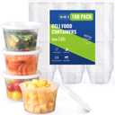 AOZITA 100 Sets 16 oz Plastic Deli Containers With Lids, Airtight Food Storage Containers, Freezer/Dishwasher/Microwave Safe, Takeout Meal Prep Storage