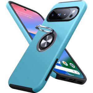 JAME for Google Pixel 10 Case/Pixel 10 Pro Case, Slim Fit Military Grade Shockproof Cover with Metal Ring Holder Stand Kickstand Protective Phone Case for Google Pixel 10/10 Pro 6.3", Sierra Blue