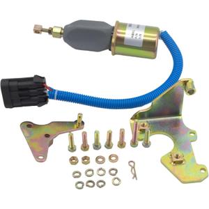 Fuel Shut Off Solenoid With Bracket Kit Compatible with Dodge Ram 2500 3500 Diesel 5.9L 1994 1995 1996 1997 1998, Replacement For Cummins 3931570 / Woodward SA-4981-12