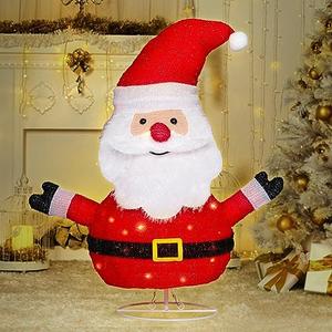 VCUTEKA Lighted Christmas Outdoor Decorations 2FT Santa Claus with LED Lights Pre Lit Pop up Collapsible Easily Metal Stand for Christmas Yard Garden Decorations, Event Decoration