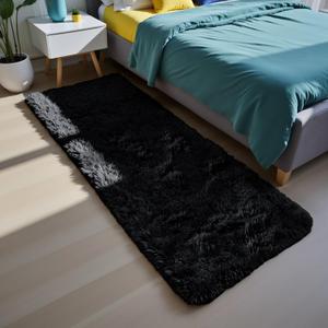 Soft Runner Rugs for Bedroom, Black 2x6 Area Rugs Fluffy Rug Shag Area Rug Carpet, Bedside Rug for Living Room Bedroom Kids Room Home Decor