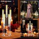 4 Sets 5 Arms Acrylic Candelabra Centerpieces for Tables, 27" Clear Candle Holder for Wedding Dinner Party and Home Decor,Candlesticks Holder with LED Candles