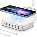 6-in-1 Desktop Charger - 100W USB with 15W Wireless, 2 USB A & 4 USB C Ports for iPhone, iPad, MacBook, Laptop, Samsung & Android Devices (White)