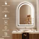 Niccy Arched LED Bathroom Mirror, 36x24 Arch Wall Mounted Frameless Bathroom Mirror for Vanity, Smart Lighted Frontlit Mirrors with Memory Function for Bathroom Bedroom Beauty Hair Salon