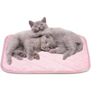 NWK Fluffy Self Warming Cat Mat, Cat Blanket, Thermal Dog Mat, Washable, Non-Slip Bottom for Sofa & Crate & Kennel & Car Seat (Blush Pink, Medium (28'' X 19'' X 0.4''))