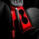 Car Center Console Water Cup Holder Frame Cover Front Central Cup Holder Panel Protective Cover Decals Compatible with Kia Soul 2020-2025 Accessories (Glossy Red Style)