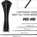 Cable Zip Ties,400 Pack Black Assorted Sizes 12+8+6+4 Inch,Multi-Purpose Self-Locking Nylon Cable Cord Management ,Plastic Wire Ties for Home,Office,Garden,Workshop. By HAVE ME TD