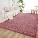 Litanika 4x6 Shag Area Rug for Living Room Bedroom, Pea Pink High Pile Ultra Soft Plush Shaggy Furry Bedside Playroom Dorm Carpet, Non-Slip, Non-Shedding Modern Indoor Floor Rug (Solid Bean Pink)
