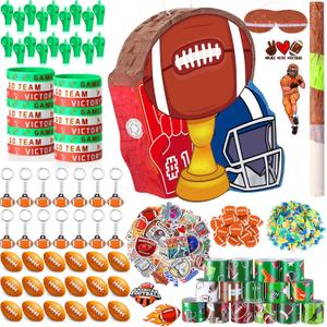 162 Pcs Football Piata Football Party Favors with Blindfold Confetti Bat Stress Balls Keychains Wristbands Whistles Eraser Slap Bracelet Stickers Sports Piata Birthday Party Decorations