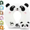 Sexysamba Cartoon Headrest & Neck Pillow for Kids Boys & Girls, Teens, Travel Accessories for Airplane, Car, Recline, Memory Foam Cute Travel Pillow with Sleep Eye Mask - Panda