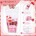 60 Set Valentines Drink Pouches with Straw 17 oz Hearts Plastic Drink Pouches for Adults Alcohol Clear Reclosable Juice Beverage Bag for Valentine's Day Wedding Birthday Party Supplies(Heart)