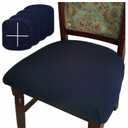 BUYUE Dining Room Chair Seat Covers Set of 4, TPU not Mixed, Friendly Jacquard Fabric Stretch Washable Slipcover for Kitchen Seat Cushions, Navy Blue-4PCS