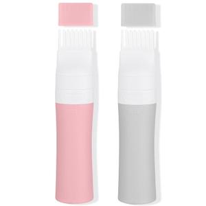 Root Comb Bottle Applicator 6 Ounce, 2 Pack Oil Applicator for Hair Dye Hairstyling Hair Oiling Applicator with Graduated Scale (Pink), BX5698