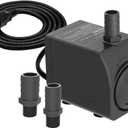 Submersible Pump 300GPH Ultra Quiet with Over Heating Protection 6ft High Lift for Fountains, Hydroponics, Ponds, Aquariums & More