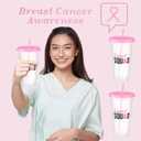 Bokon 12 Pcs Breast Cancer Awareness Cups Bulk 24 oz Reusable Party Favors Cup with Lids and Straws Breast Cancer Awareness Accessories for Charity Event Women Party Supplies(Pink)