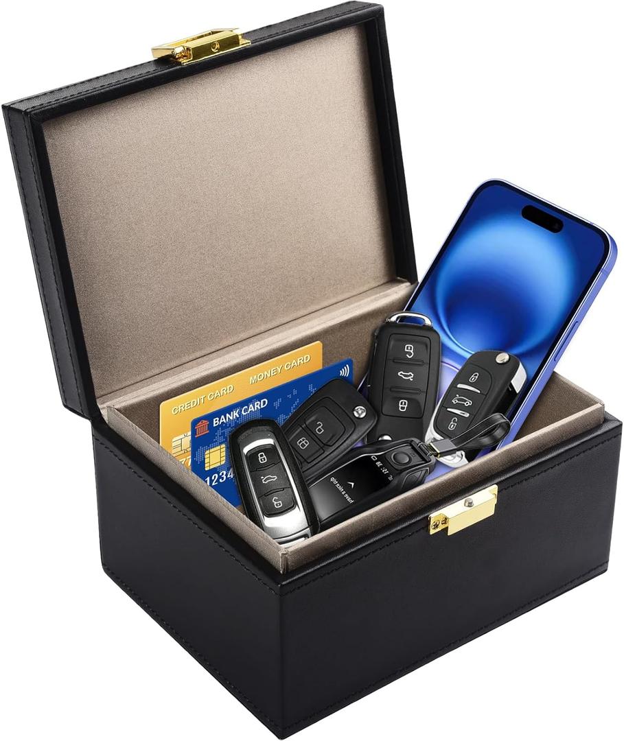 Faraday Box, [8-12 Car Keys Capacity] Diyife Large Capacity Faraday Cage for Car Keys RFID Box Key Box Signal Block Key Fob Protector Box Anti Theft Car Key Box for Car Keys, Phones (Black)