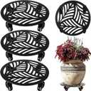 3 Packs Large Metal Plant Caddy with Wheels 13 Inches Heavy-duty Wrought Iron Rolling Plant Stands with Casters Indoor Outdoor Planter Roller Base Plant Movers Black, Strong Load Capacity