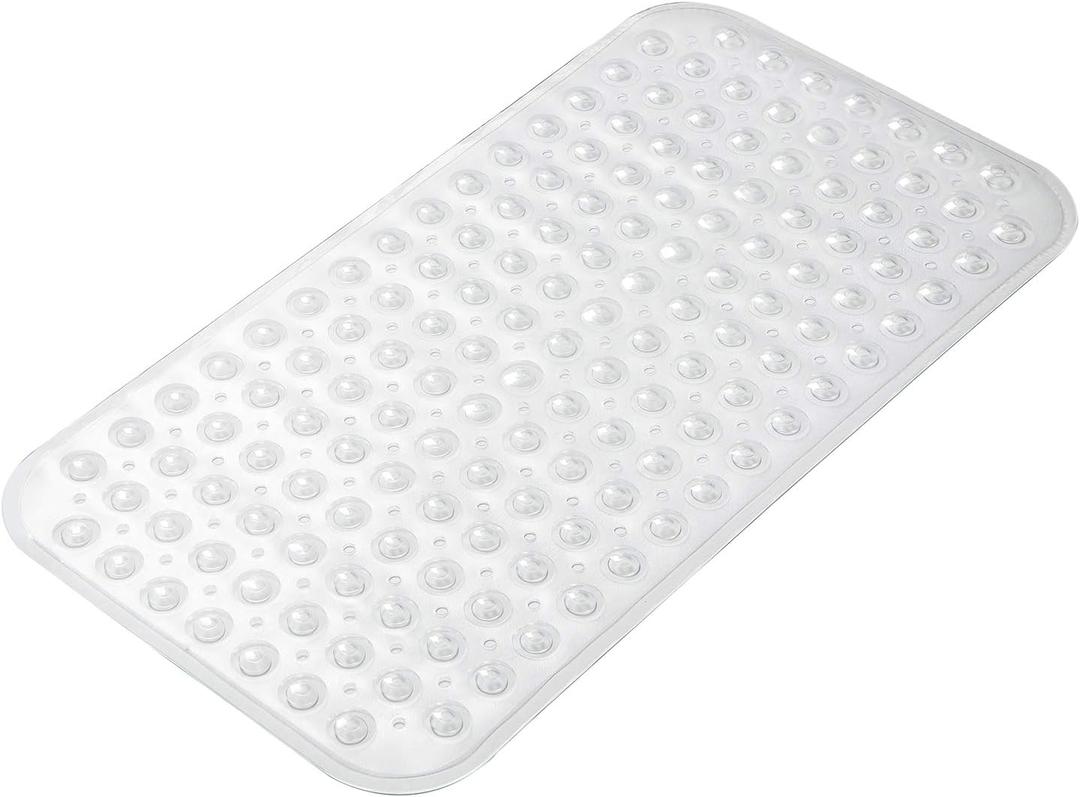 AmazerBath Bath Tub Mat, Medium Size 27.6 x 15 Inches Non-Slip Shower Mats with Suction Cups and Drain Holes, Bathroom Bathtub Mats Machine Washable (Clear)