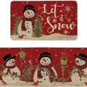 Artoid Mode Red Let It Snow Snowman Cardinal Bird Christmas Kitchen Mats Set of 2, Winter Home Decor Low-Profile Kitchen Rugs for Floor - 17x29 and 17x47 Inch