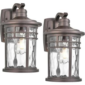 Darkaway Outdoor Wall Light Fixture,2pcs 14.57inch Large Outside Porch Lights Wall Mounted Water Ripple Glass Exterior Waterproof Lantern Modern Wall Sconce Lighting for House