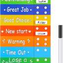 Geyee Colorful Behavior Chart for Multiple Kids Reward Incentive Behavior Chart with 12 Pieces Blank Movable Name Pieces Kids Board for Home School Classroom, 12.8 x 8.6 Inches